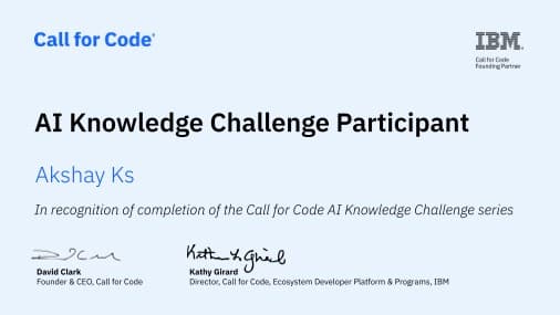 Call for Code - AI Knowledge Challenge