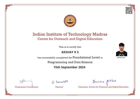 Foundation in Data Science and Programming